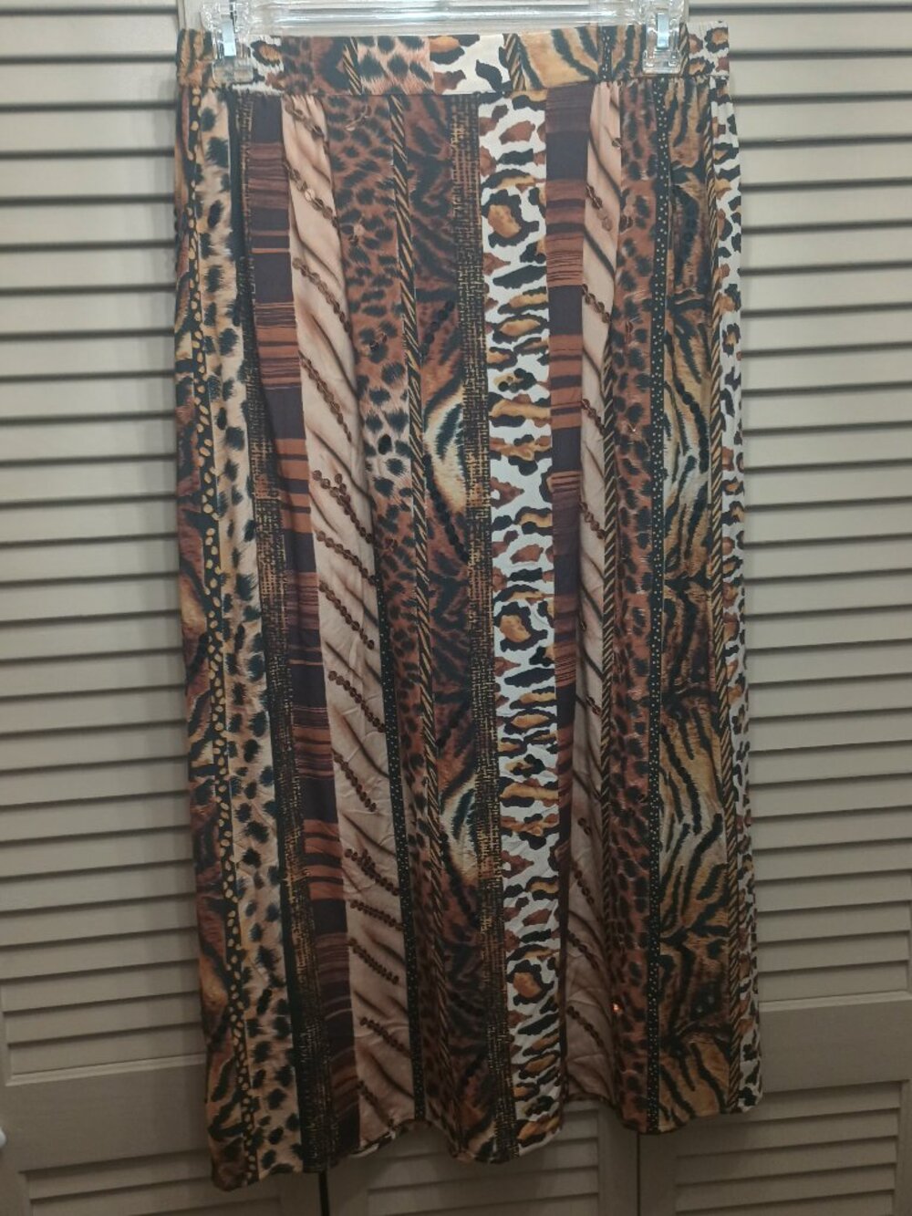 Diane Gilman 100% Silk Animal Print Sequin Elastic Waistband Skirt Sz 1X